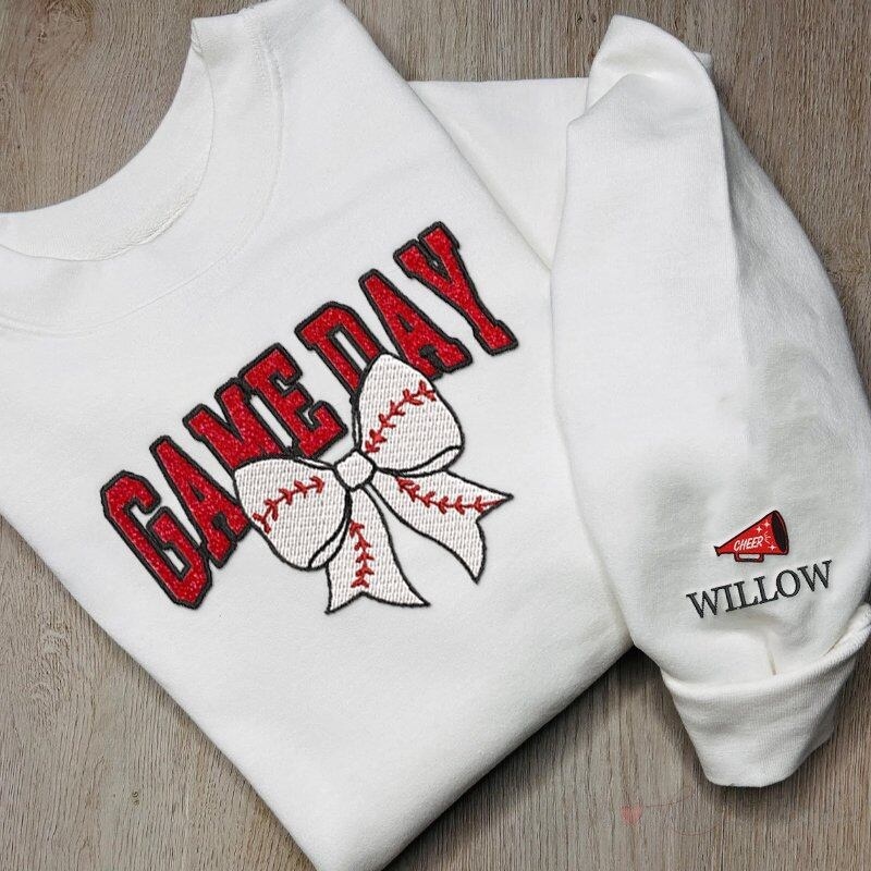 Custom Bow Applique Embroidery Apparel Fan Shirt Player Gift Crewneck Hoodie T-Shirt