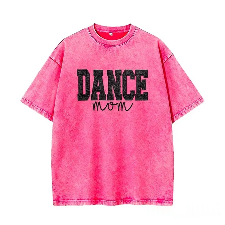 Personalized Embroidered Dance Mom Washed T-Shirt with Kids Name on Sleeve