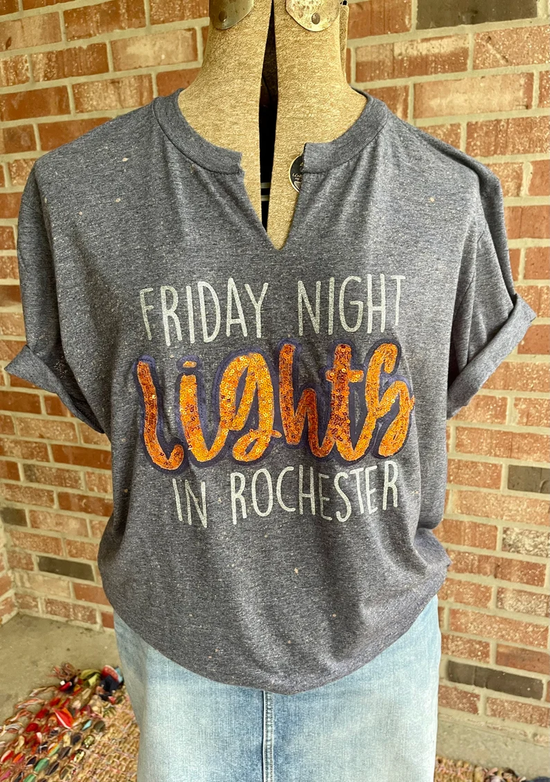 Friday Night Lights Spirit Tee – Glitter Letter Game Day Shirt