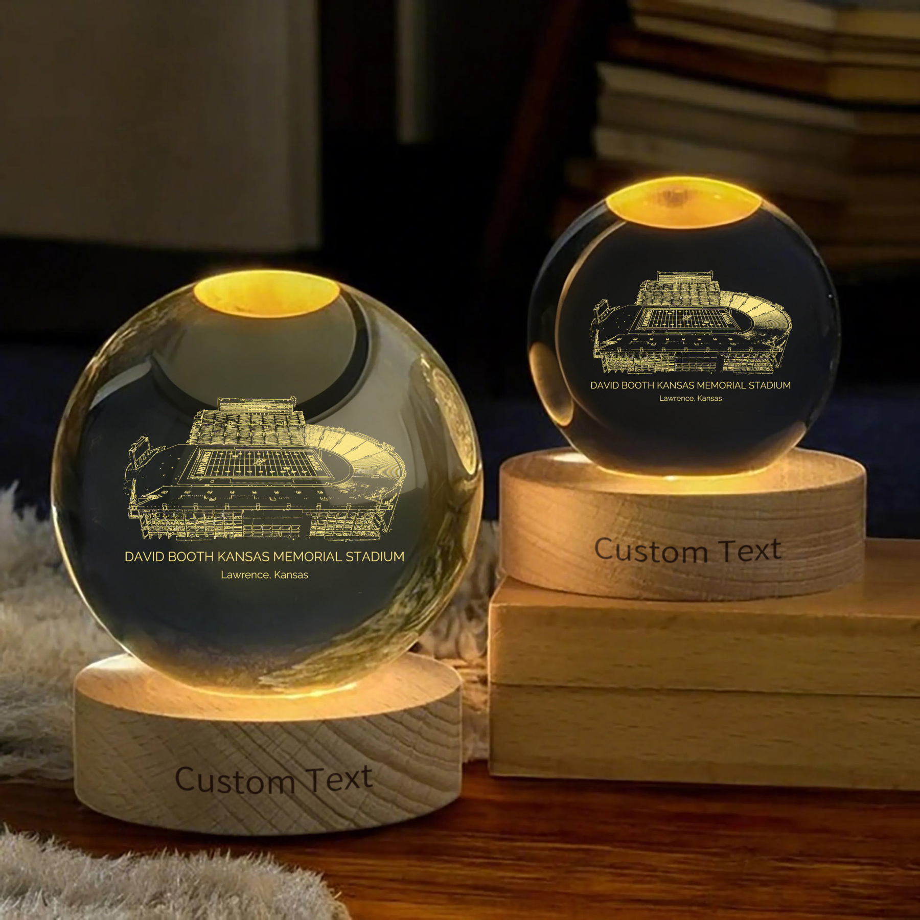 David Booth Kansas Memorial Stadium 3D Spherical Crystal Ball Lamp