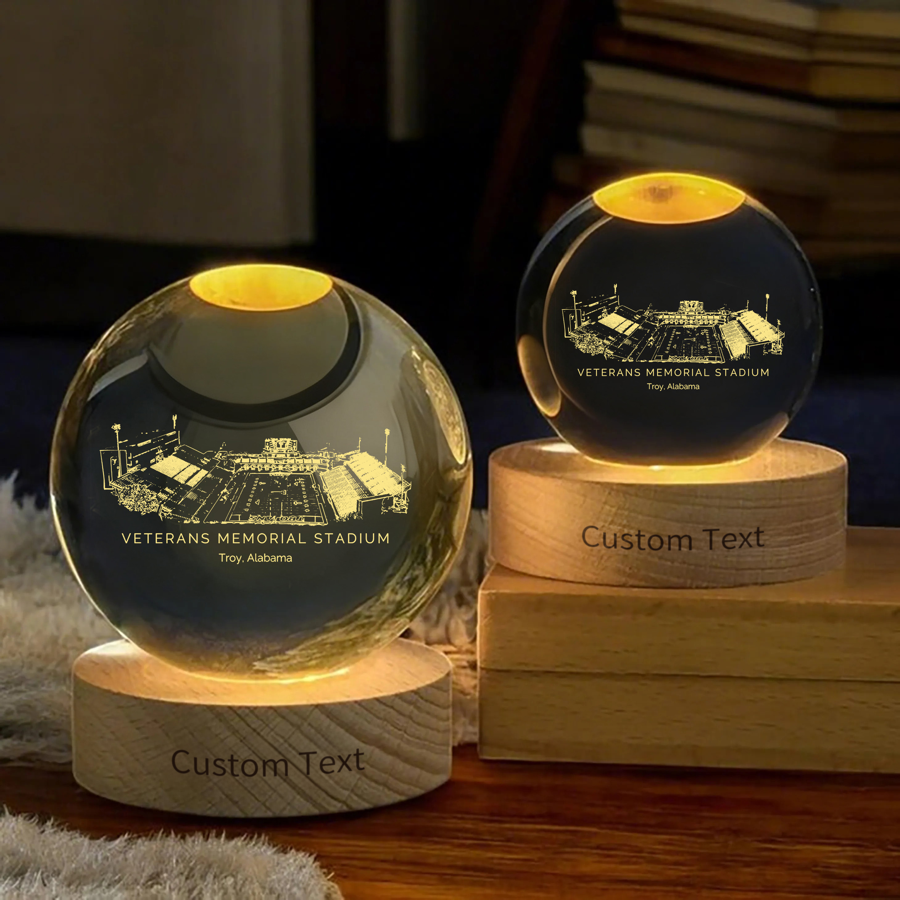 Veterans Memorial Stadium 3D Spherical Crystal Ball Lamp