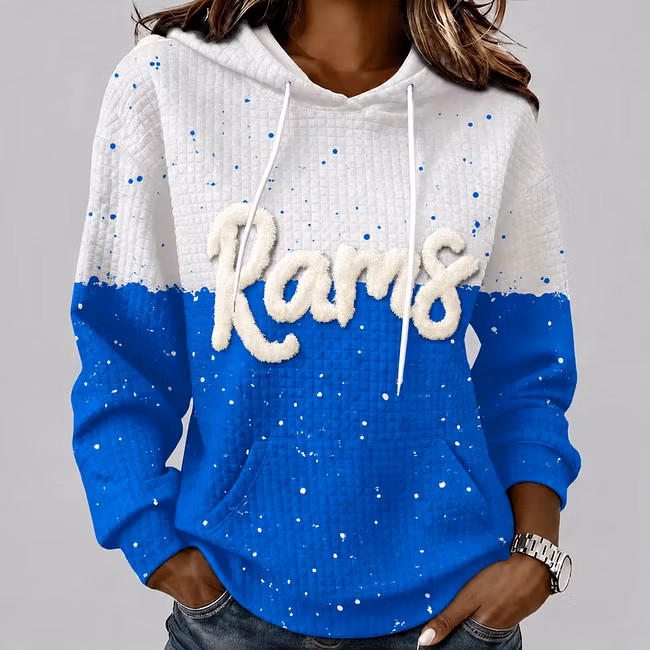 Custom College Spirit Waffle Hoodie, Personalized Chenille Team Name & Mascot Game Day Pullover