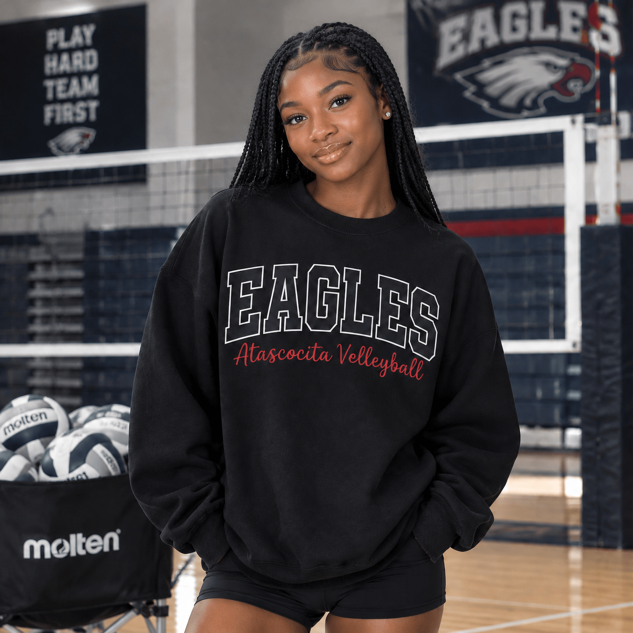 Eagles Volleyball Crewneck Sweatshirt | Custom Team Vintage Game Day Pullover