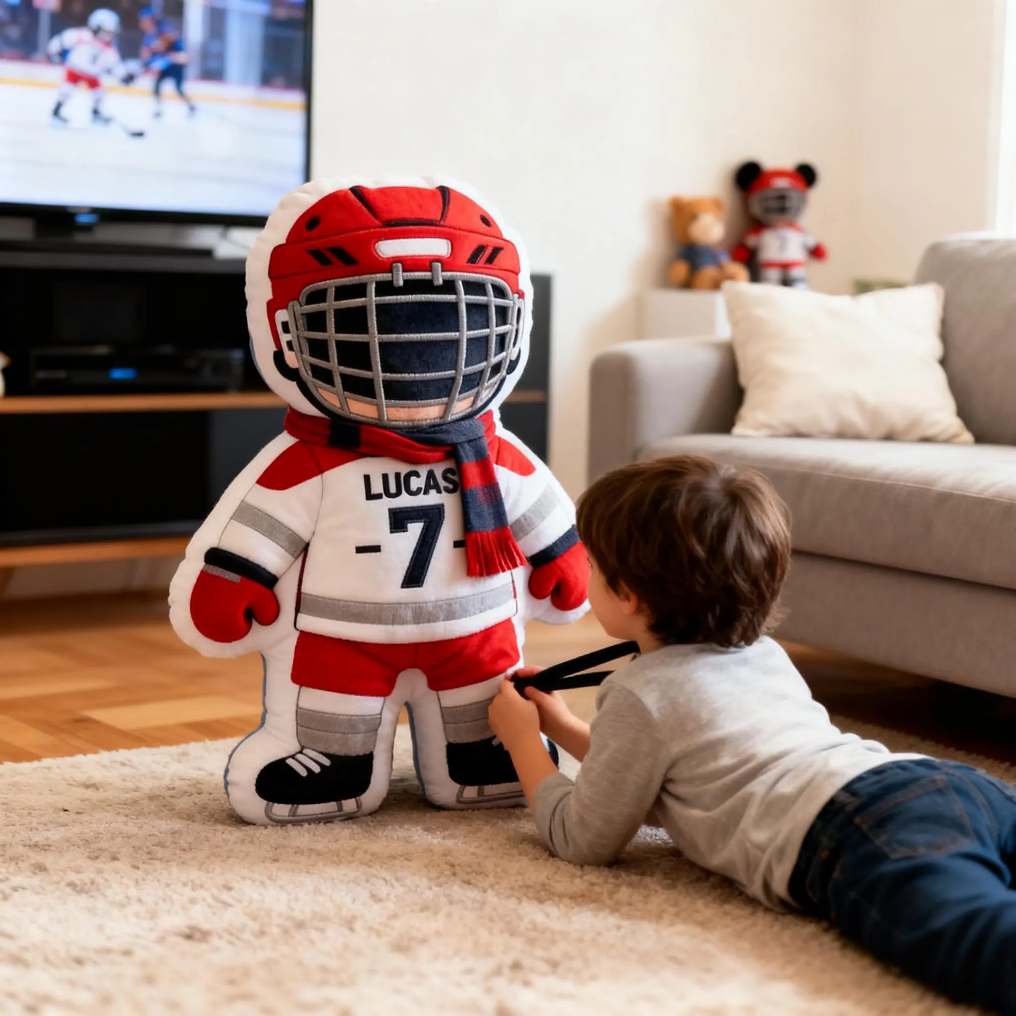 Personalized Hockey Player Pillow – Custom Name & Number Plush Gift