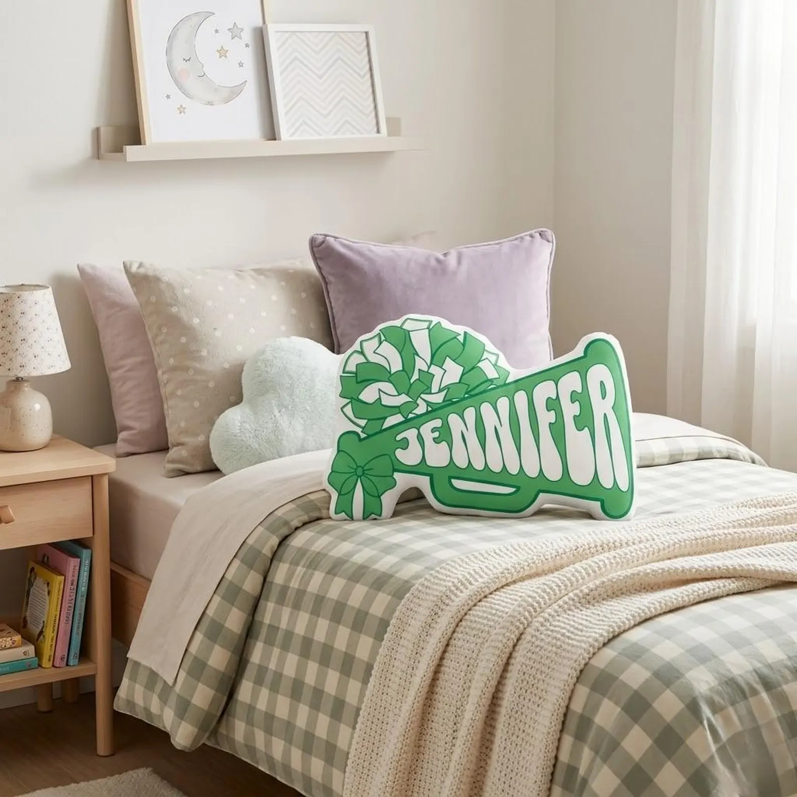 Personalized Cheerleader Megaphone Pillow – Custom Name Cheer Gift