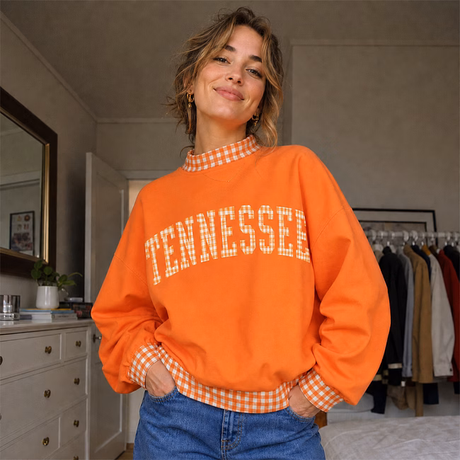 Custom Team Gingham Patchwork Mock Neck Sweatshirt