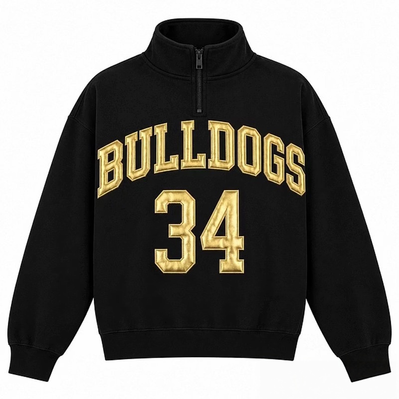 Custom Metallic Puff Print Quarter Zip Sweatshirt – Personalized Team Name & Number