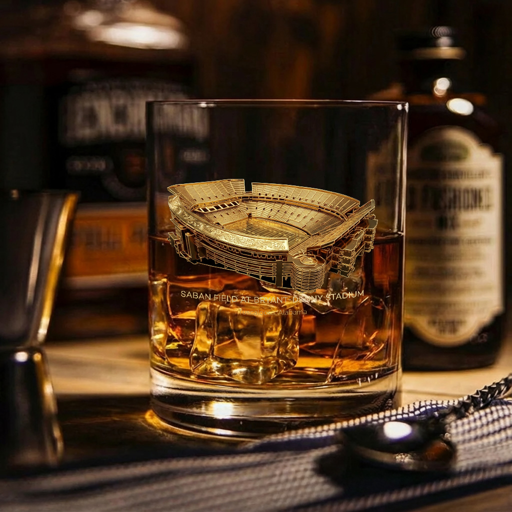 Saban Field at Bryant-Denny Stadium Whiskey Glass, Perfect Gift For Bourbon Lovers