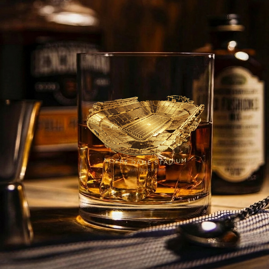 Notre Dame Stadium Whiskey Glass, Perfect Gift For Bourbon Lovers
