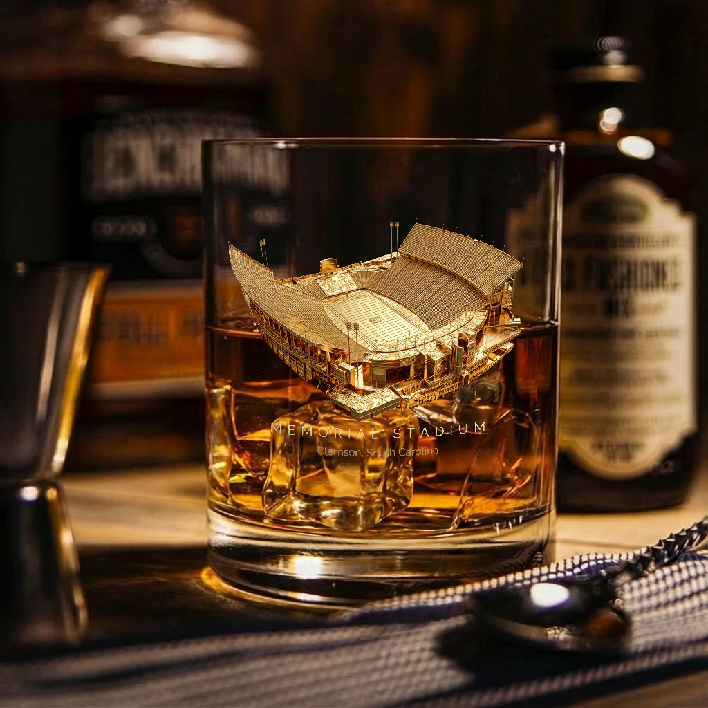 Memorial Stadium (Clemson) Whiskey Glass, Perfect Gift For Bourbon Lovers