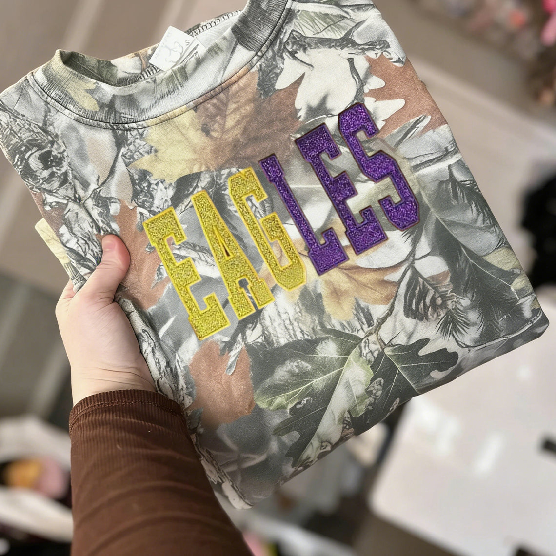 Custom Glitter Embroidered Camo Sweatshirt | Gifts for Sports Mom