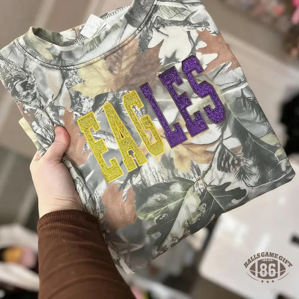 Custom Glitter Embroidered Camo Sweatshirt | Gifts for Sports Mom