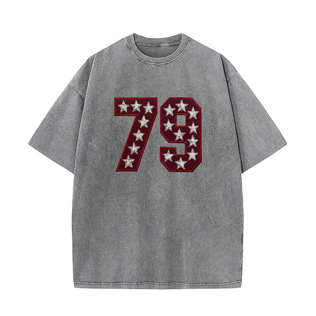 Custom Team Number with Stars Washed Sweatshirt Personalized Numbers