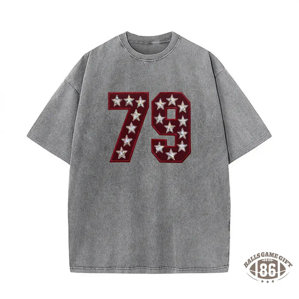 Custom Team Number with Stars Washed Sweatshirt Personalized Numbers