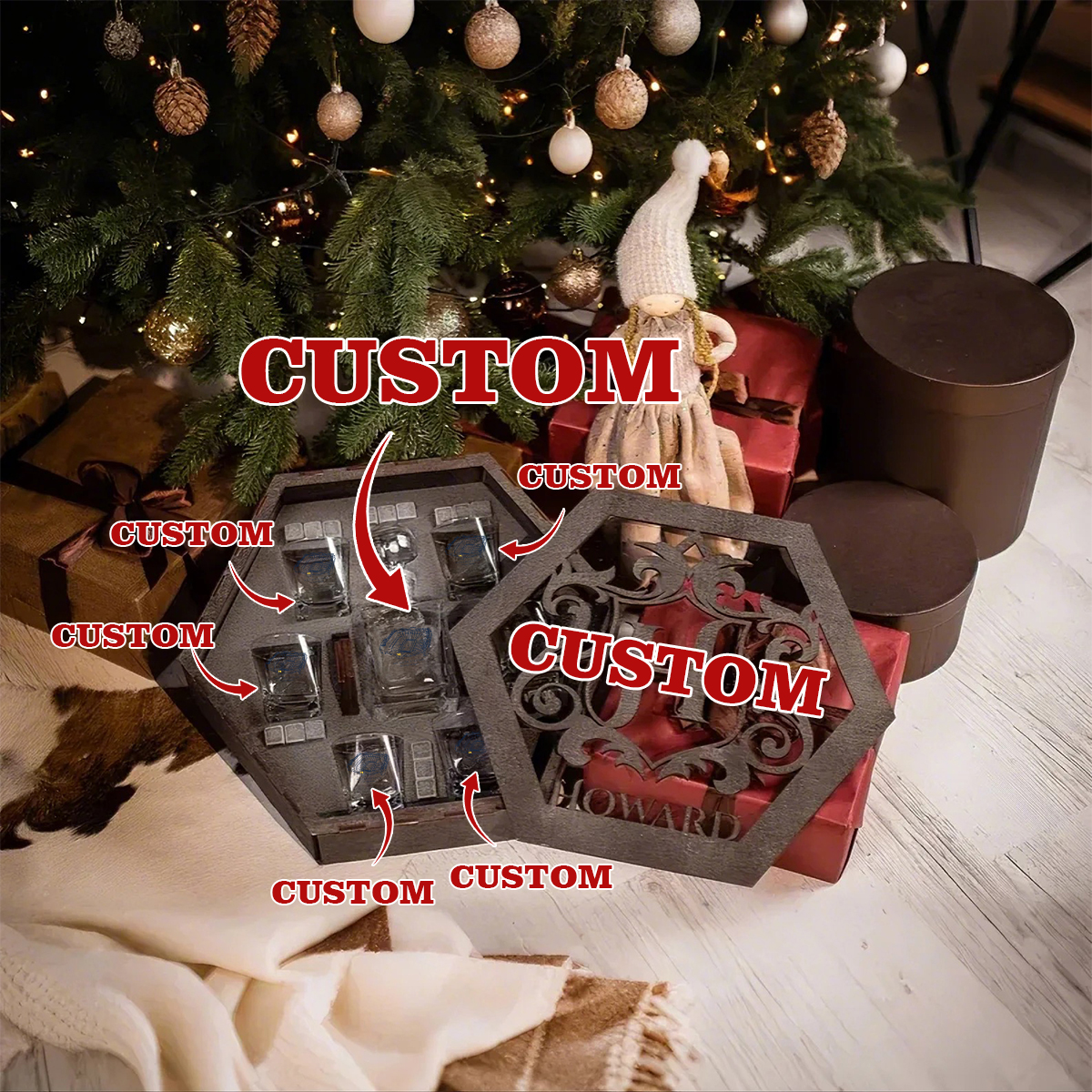 Custom Your Favorite Football Stadium - Football Team Whiskey Set 