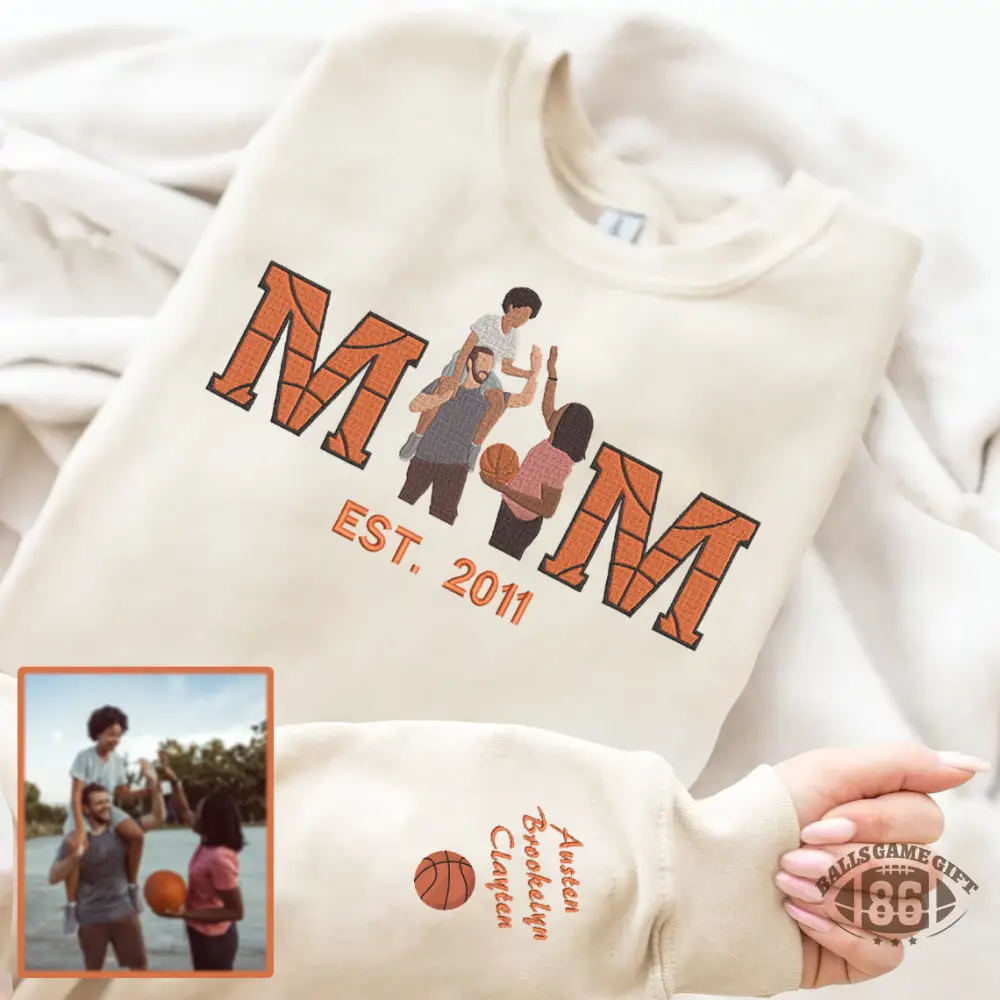  Embroidered Basketball Mom or Dad with Personalized Photo Basketball Mom Dad Sweatshirt