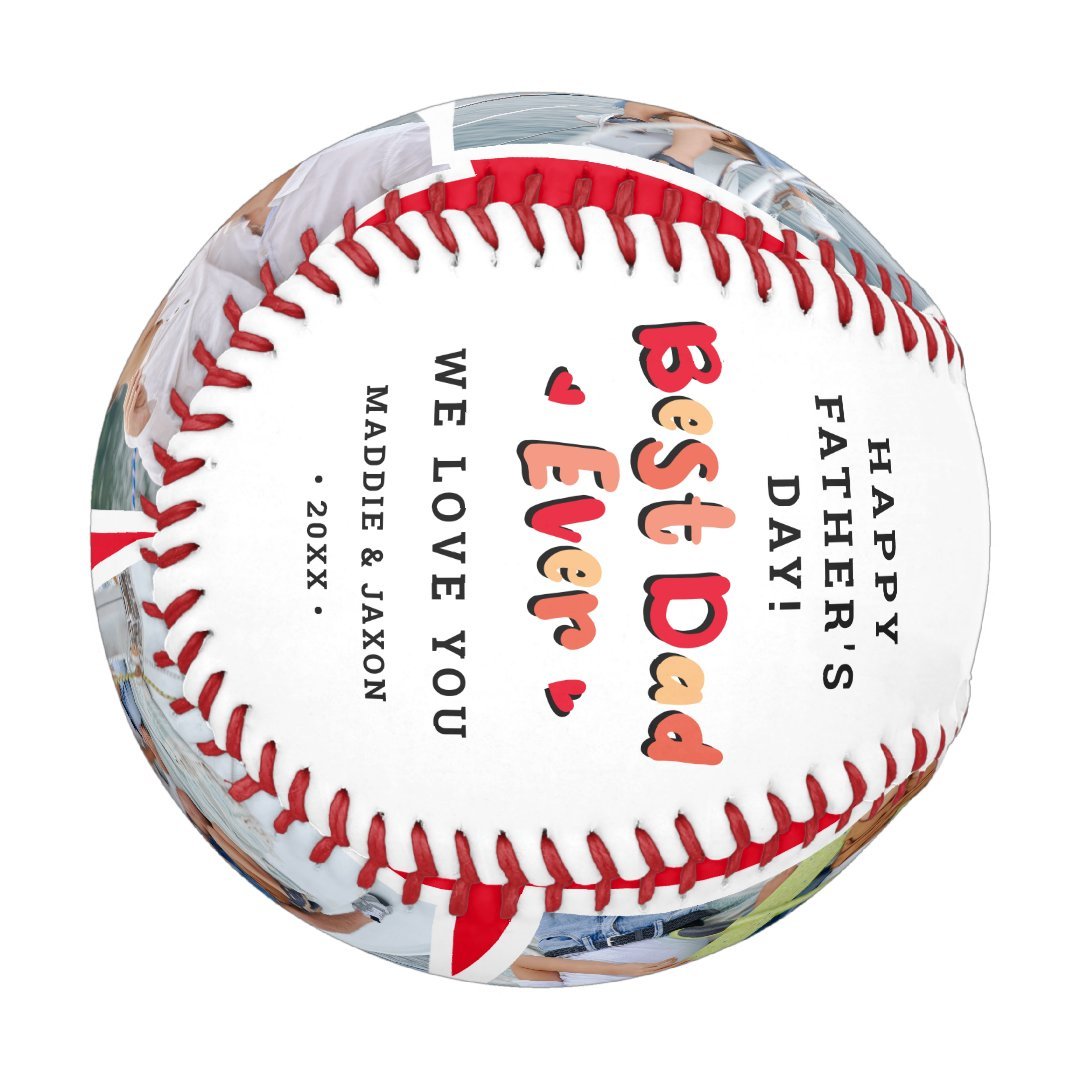 Trendy 4 Photo Best Dad Ever Keepsake Fathers Day Baseball