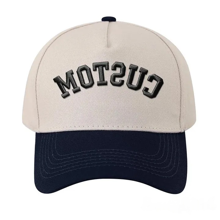 Custom Upside Down Hat 3D Puff Embroidered Two Tone Baseball Cap