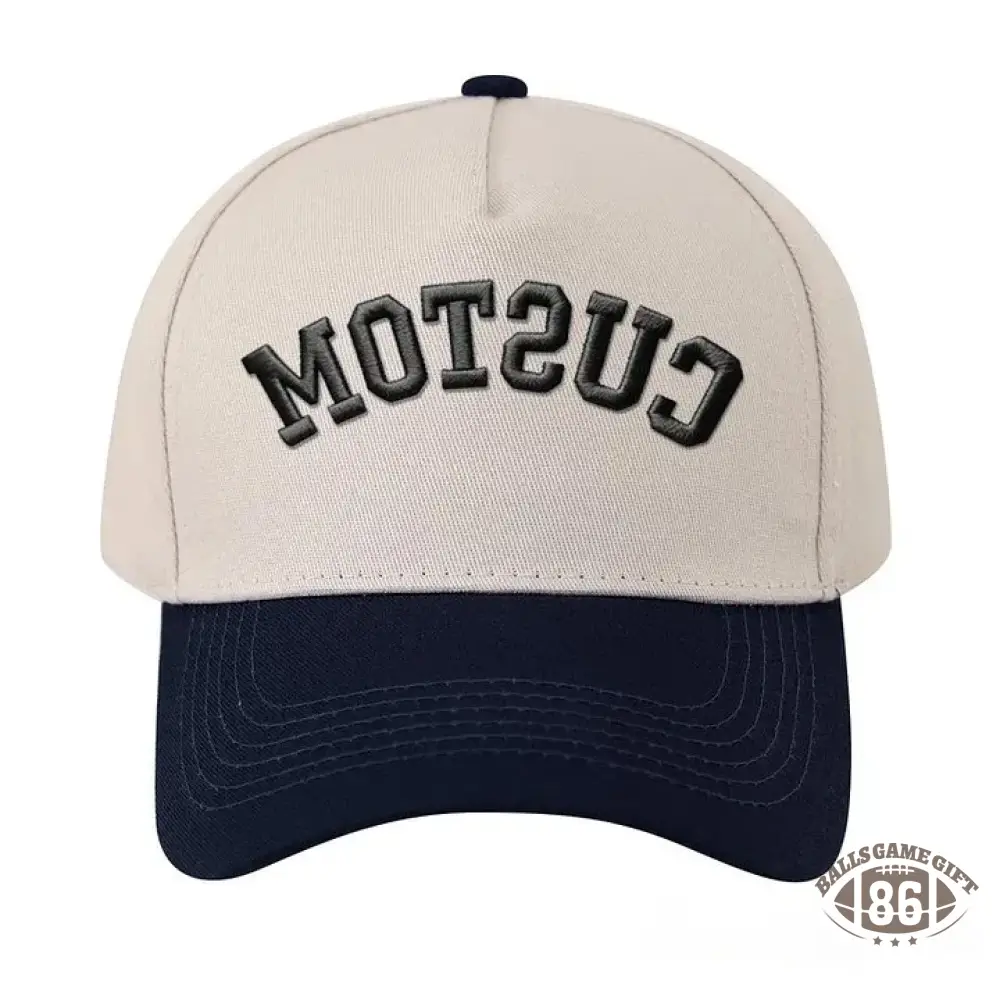 Custom Upside Down Hat 3D Puff Embroidered Two Tone Baseball Cap