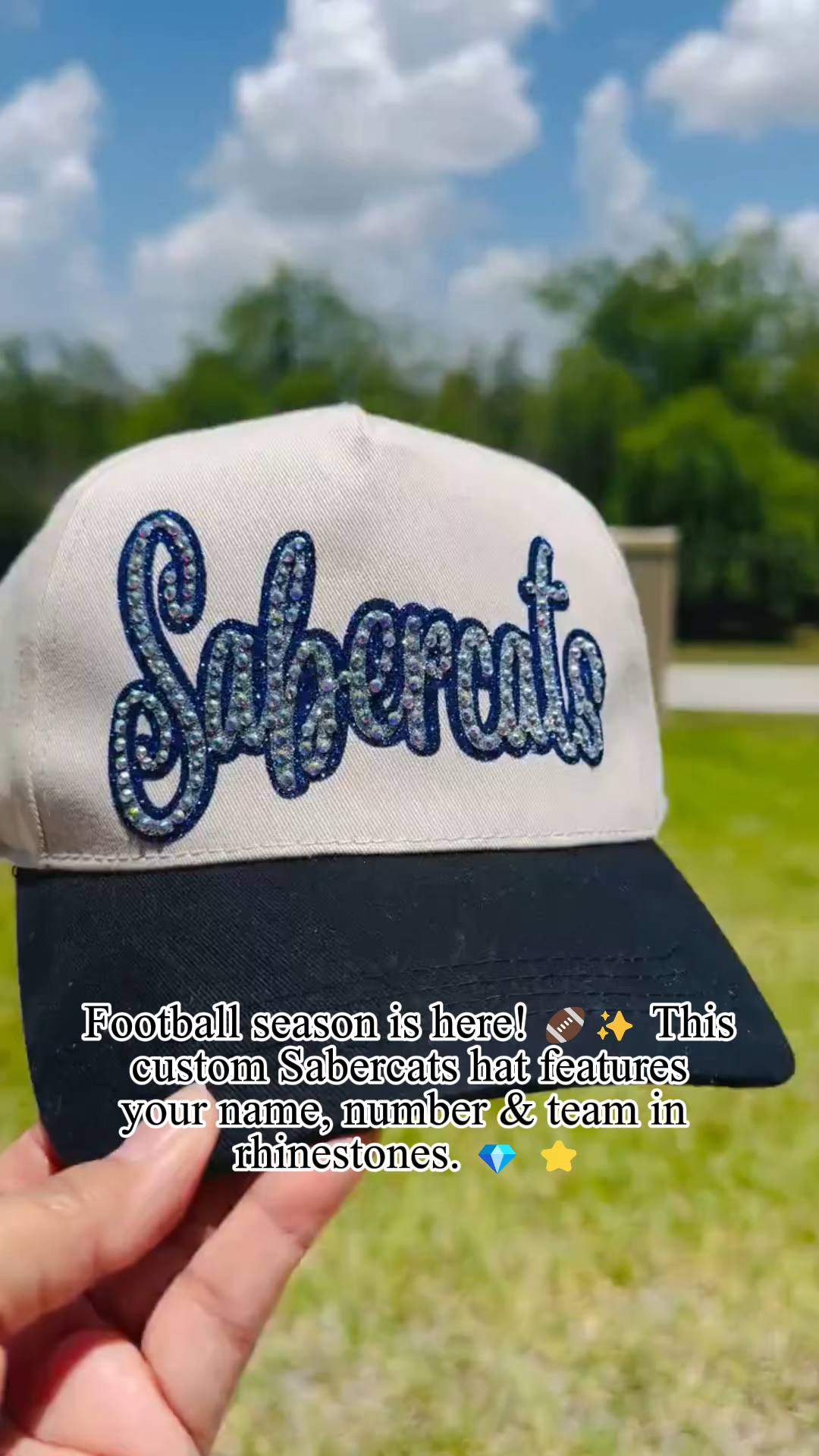 Personalized Sports Mom Baseball Cap | Custom Glitter Vinyl & Rhinestone Hat | Bling Game Day Cap