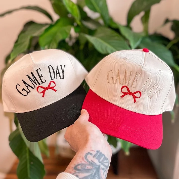 Game Day Sport Bow Embroidery Baseball Cap Sport Mom Gifts