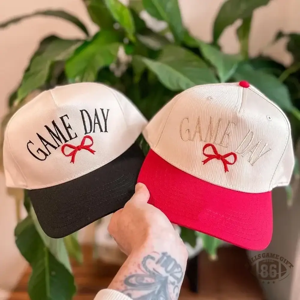 Game Day Sport Bow Embroidery Baseball Cap Sport Mom Gifts