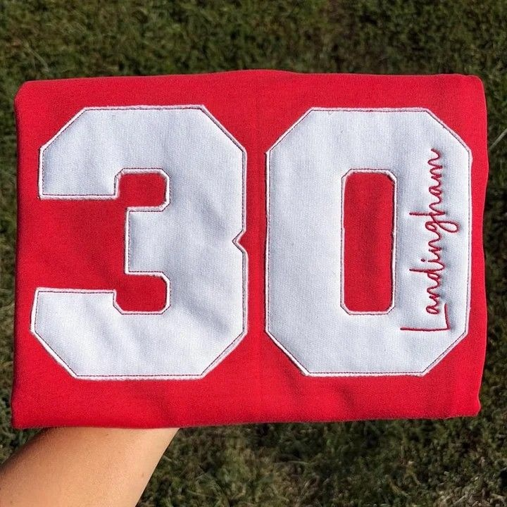 Sports Number Embroidered Crewneck Team or Player Name Sweatshirt