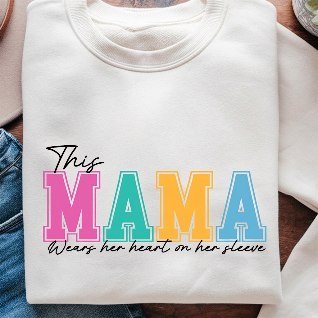 Custom Mama Embroidered Sweatshirt with Names on Sleeve Personalized Mother's Day Gift for Mom