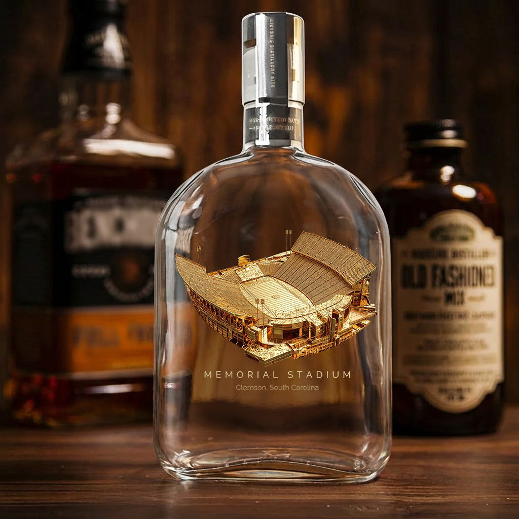 Memorial Stadium (Clemson) Whiskey Bottle, Perfect Gift For Bourbon Lovers
