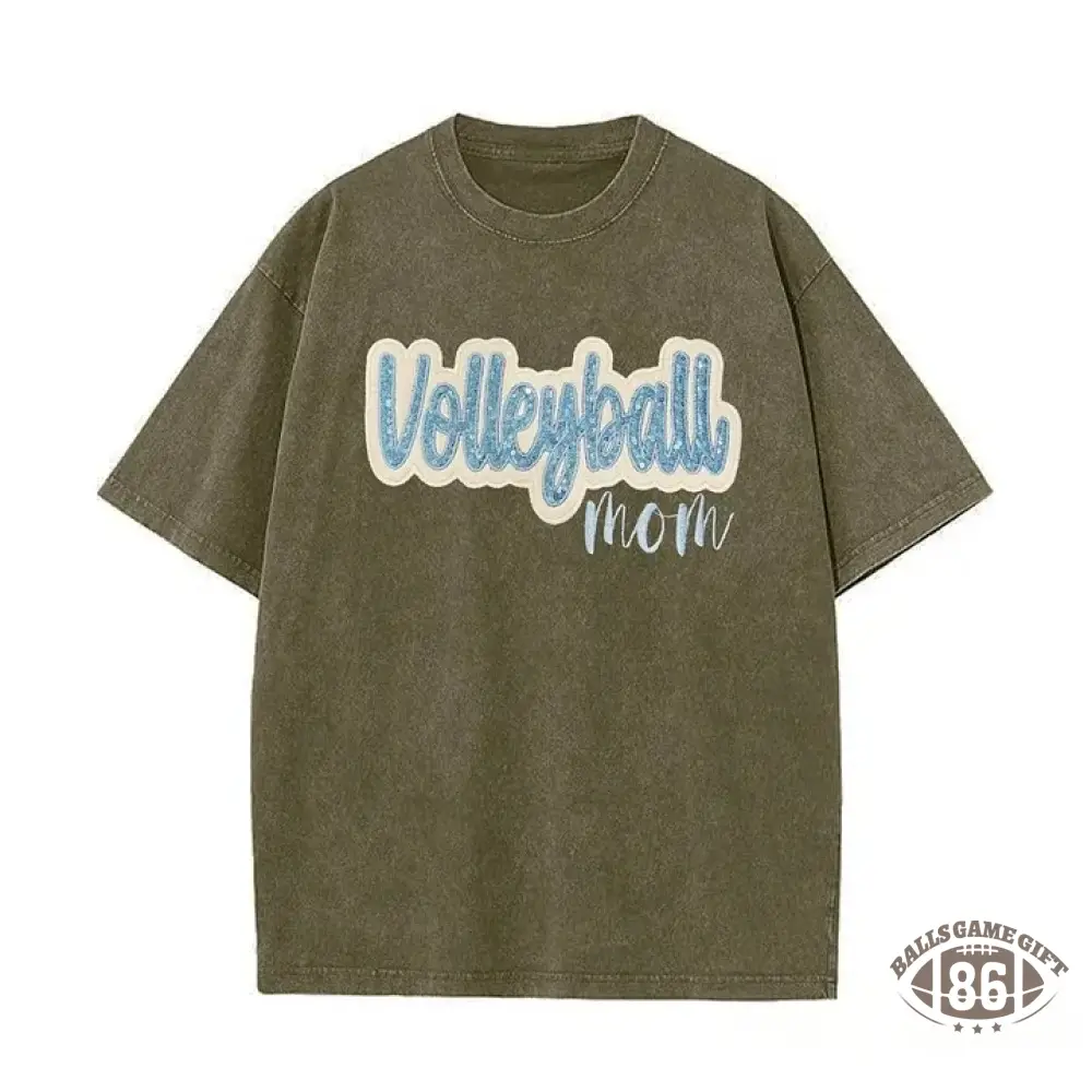 Sequin Volleyball Game Day Distressed T-Shirt with Side Bow Detail