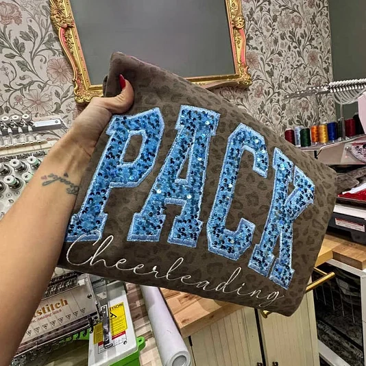 Personalized Vintage Wash Style Sequin Glitter Letters Name or Team Sweatshirt ,T-shirt