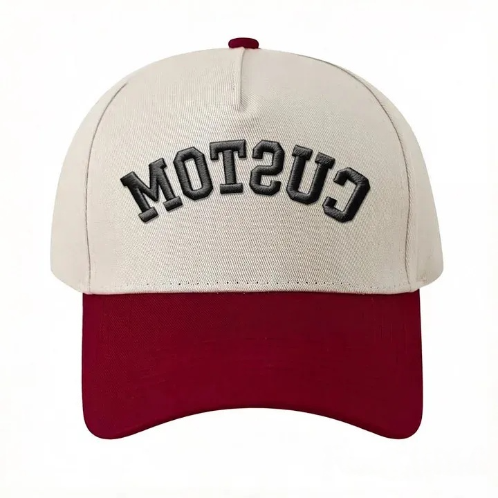 Custom Upside Down Hat 3D Puff Embroidered Two Tone Baseball Cap