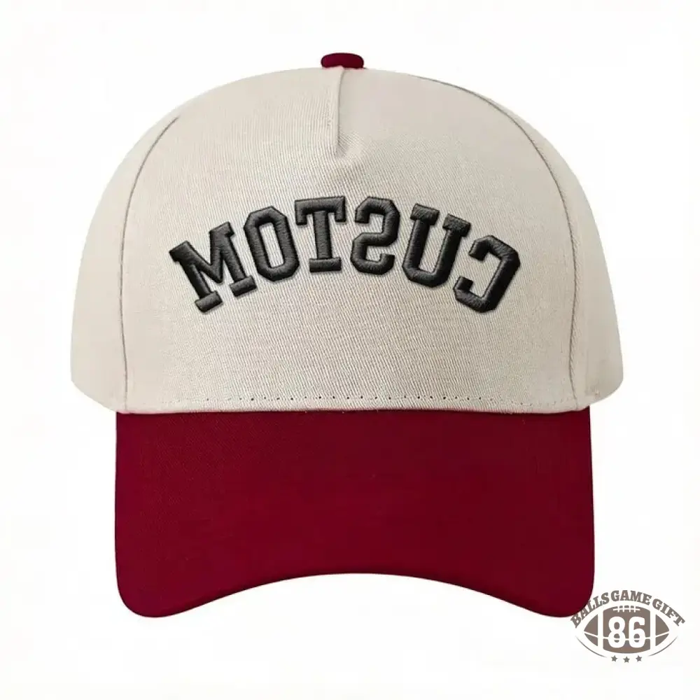 Custom Upside Down Hat 3D Puff Embroidered Two Tone Baseball Cap