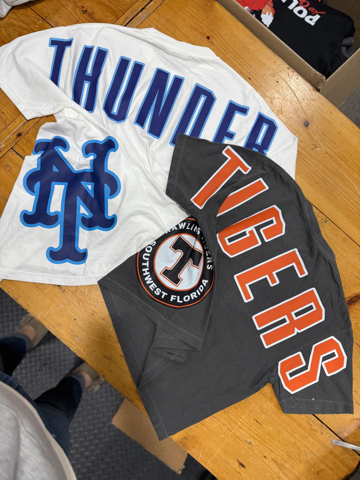 Custom Varsity Letter Side Seam Tee | Oversized Collegiate Game Day T-Shirt