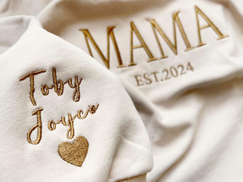 Personalized Mama Full Embroidered Sweatshirt, New Mom Outfit, Mother's Day Gifts.