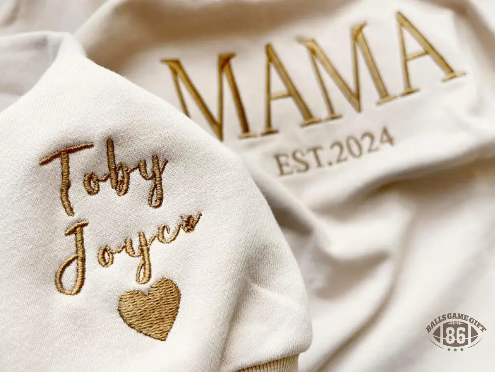 Personalized Mama Full Embroidered Sweatshirt, New Mom Outfit, Mother's Day Gifts.