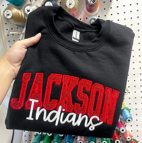 Custom School Mascot Spirit Glitter Applique Sweatshirt or Tee