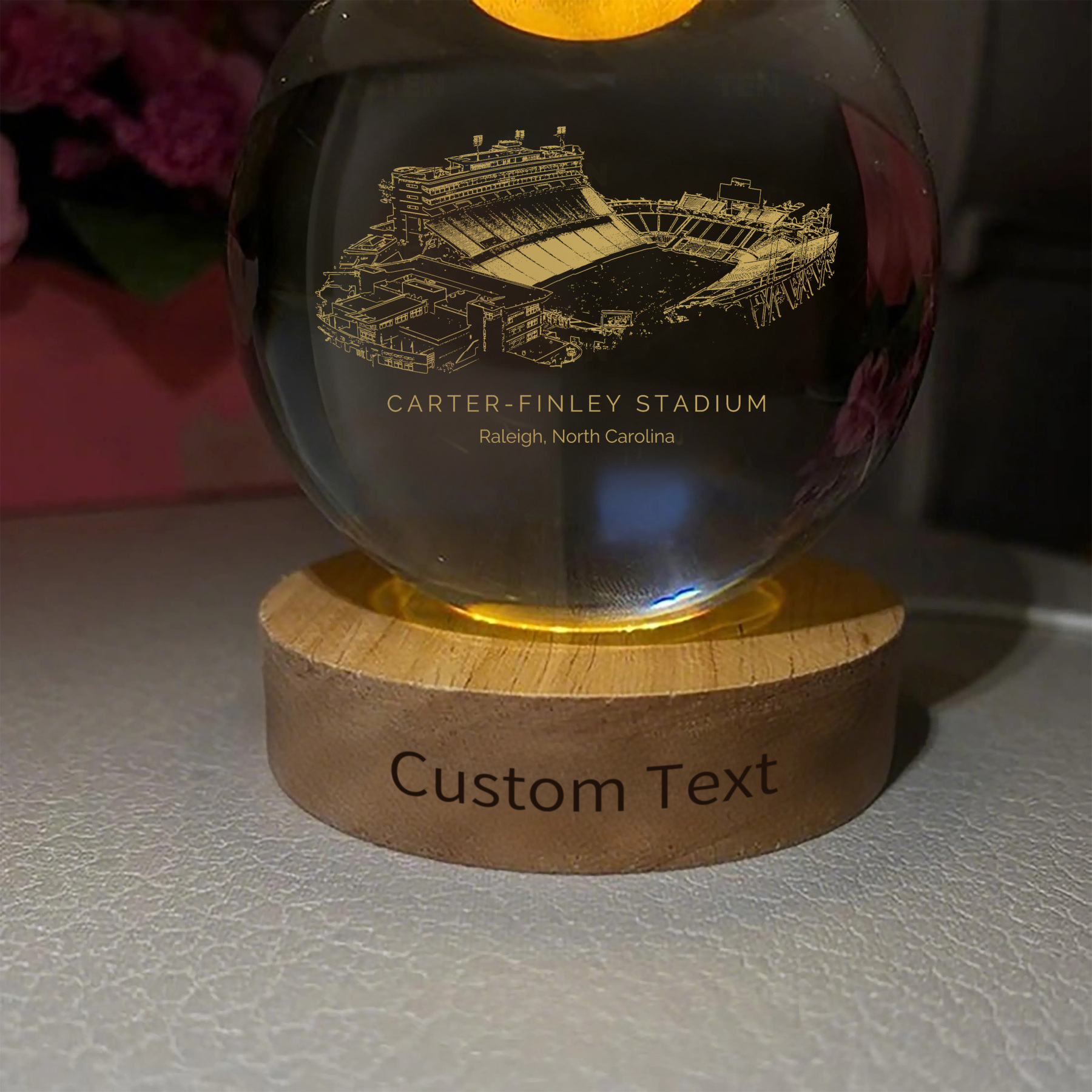 Carter–Finley Stadium 3D Spherical Crystal Ball Lamp