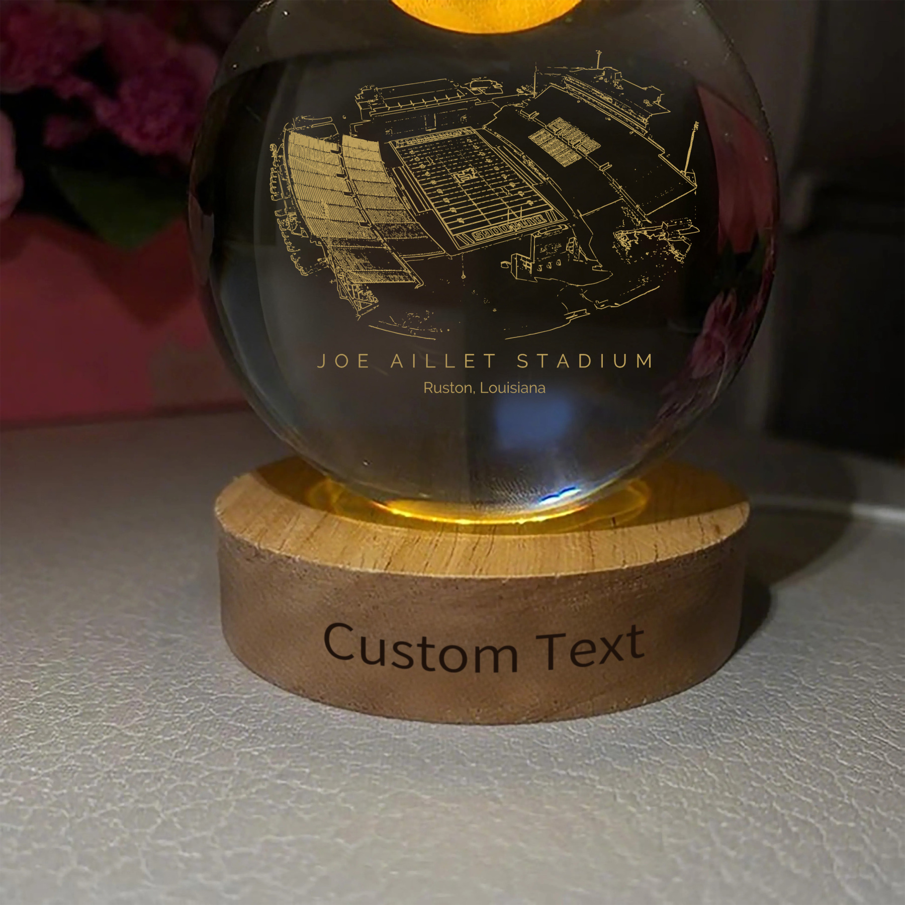 Joe Aillet Stadium 3D Spherical Crystal Ball Lamp