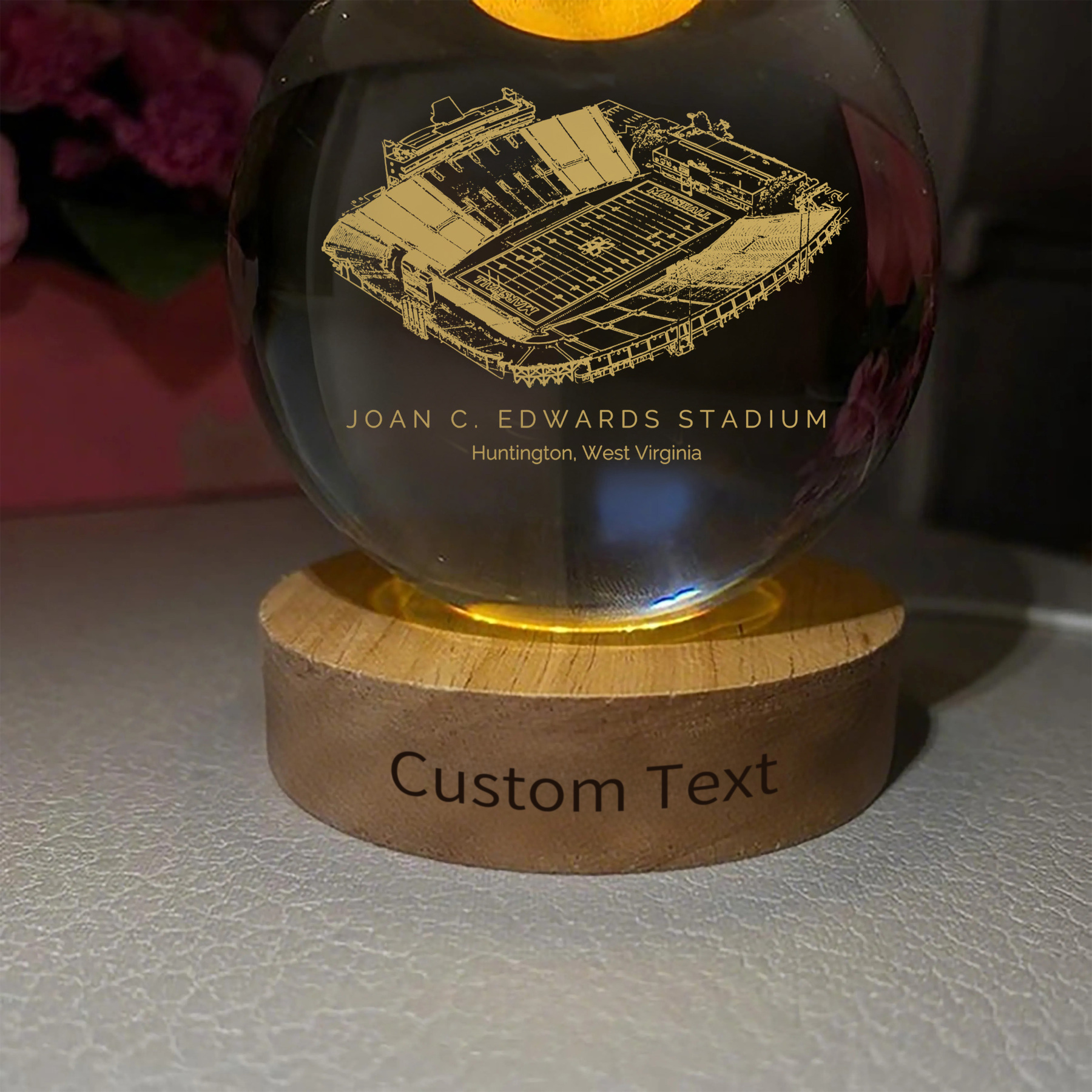 Joan C. Edwards Stadium 3D Spherical Crystal Ball Lamp