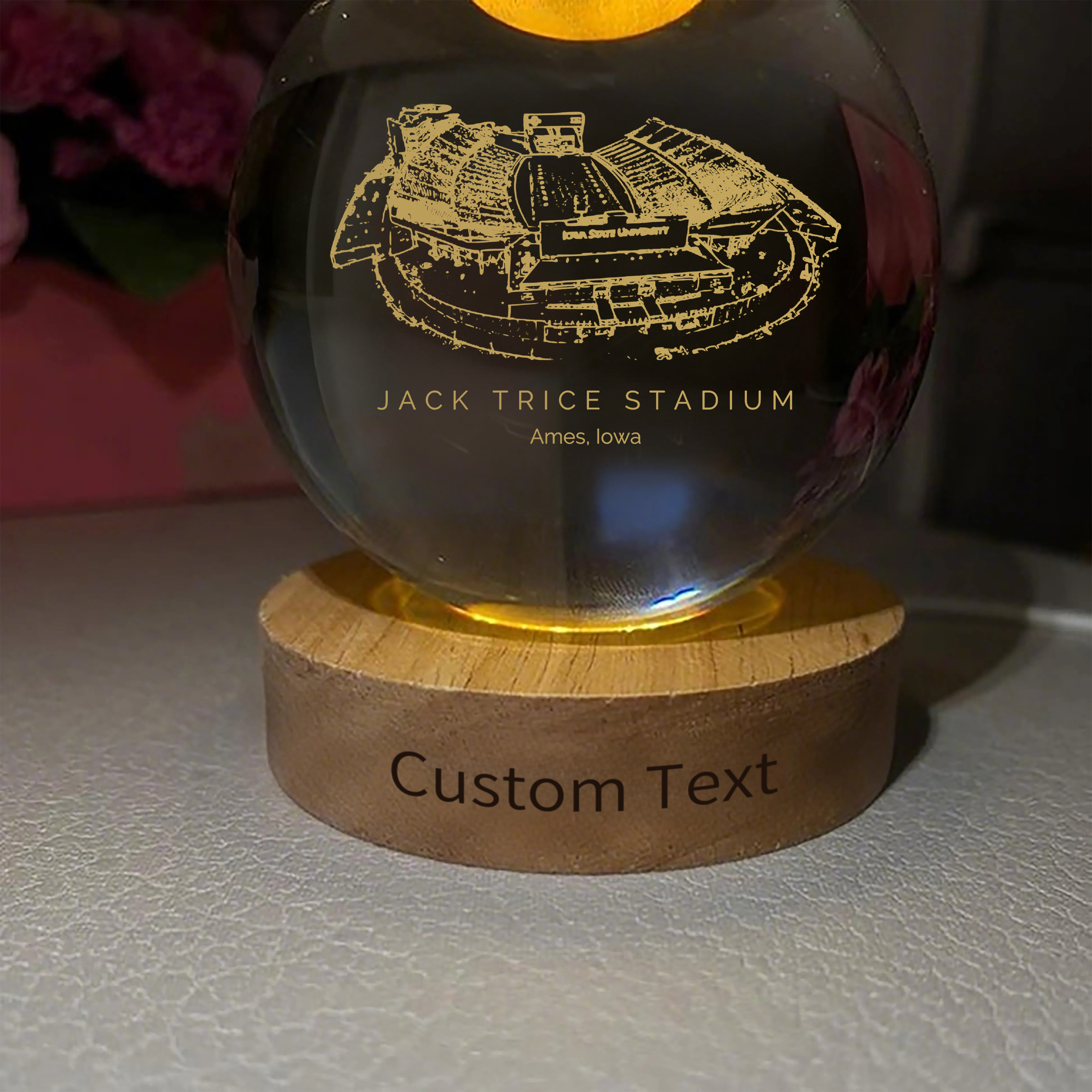 Jack Trice Stadium 3D Spherical Crystal Ball Lamp