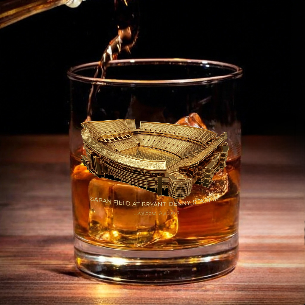 Saban Field at Bryant-Denny Stadium Whiskey Glass, Perfect Gift For Bourbon Lovers