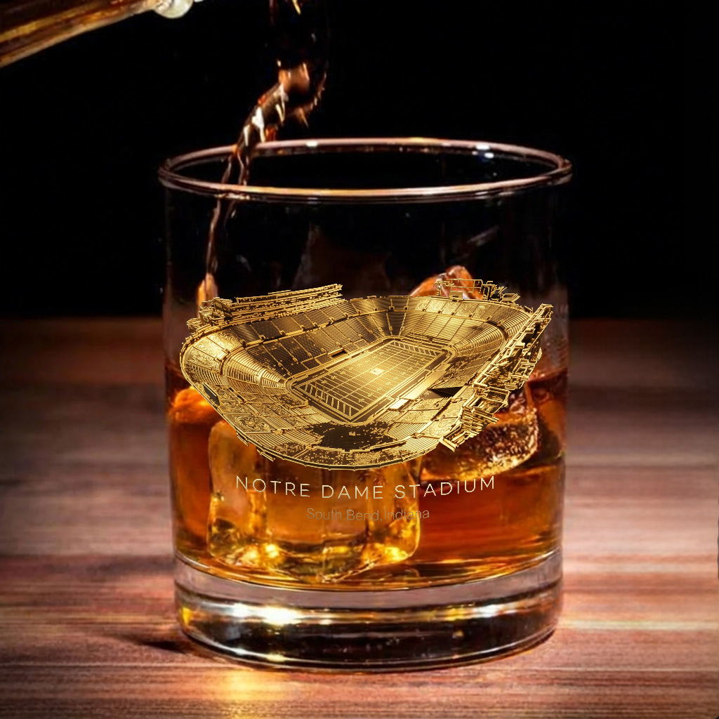 Notre Dame Stadium Whiskey Glass, Perfect Gift For Bourbon Lovers