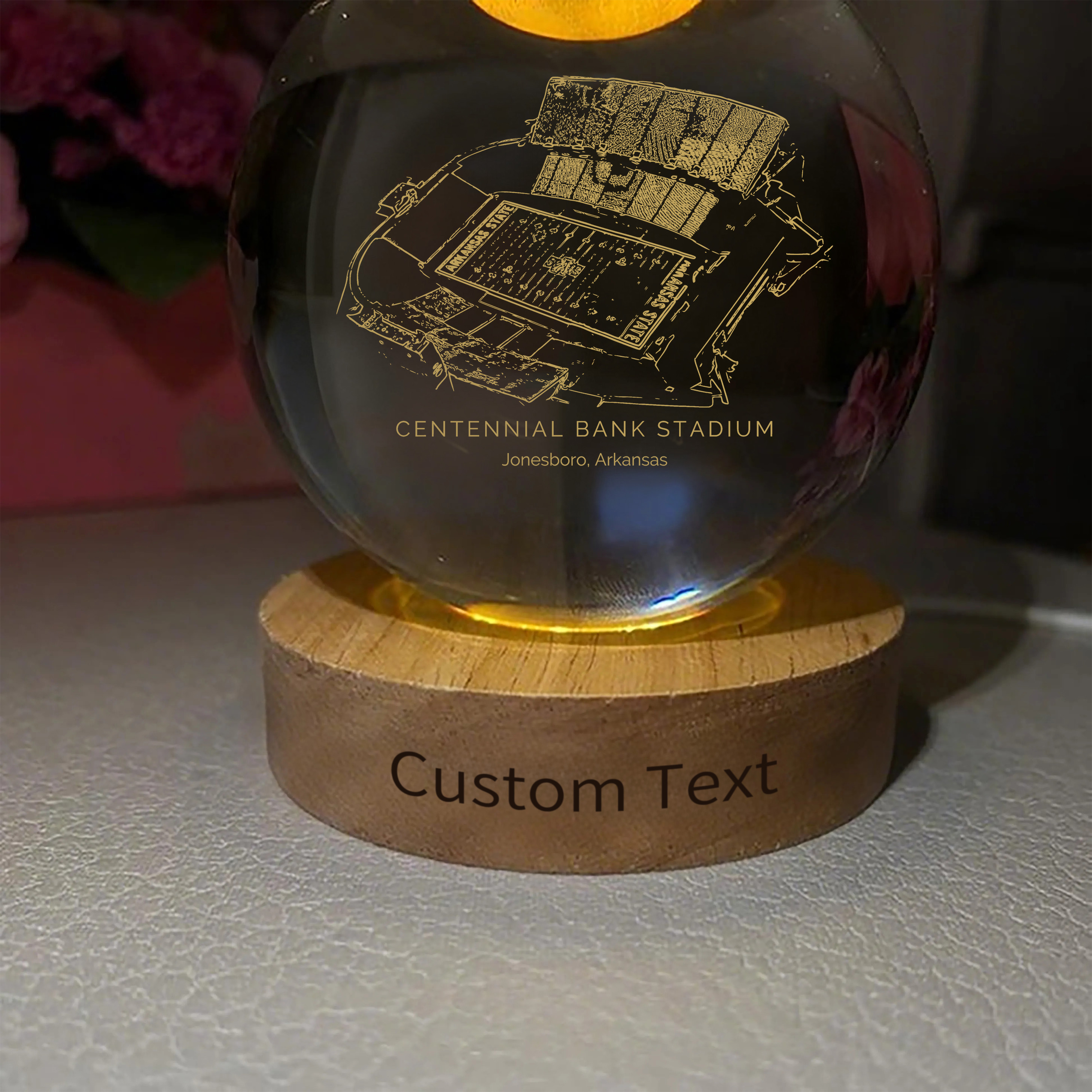 Centennial Bank Stadium 3D Spherical Crystal Ball Lamp