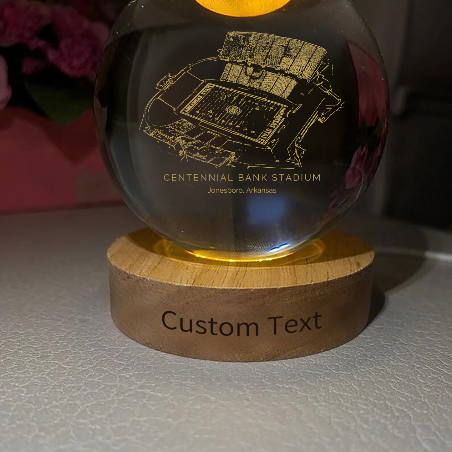 Centennial Bank Stadium 3D Spherical Crystal Ball Lamp