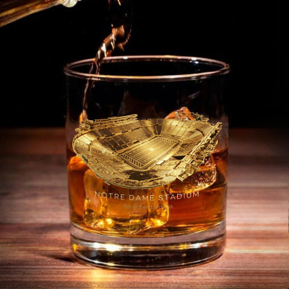 Notre Dame Stadium Whiskey Glass, Perfect Gift For Bourbon Lovers