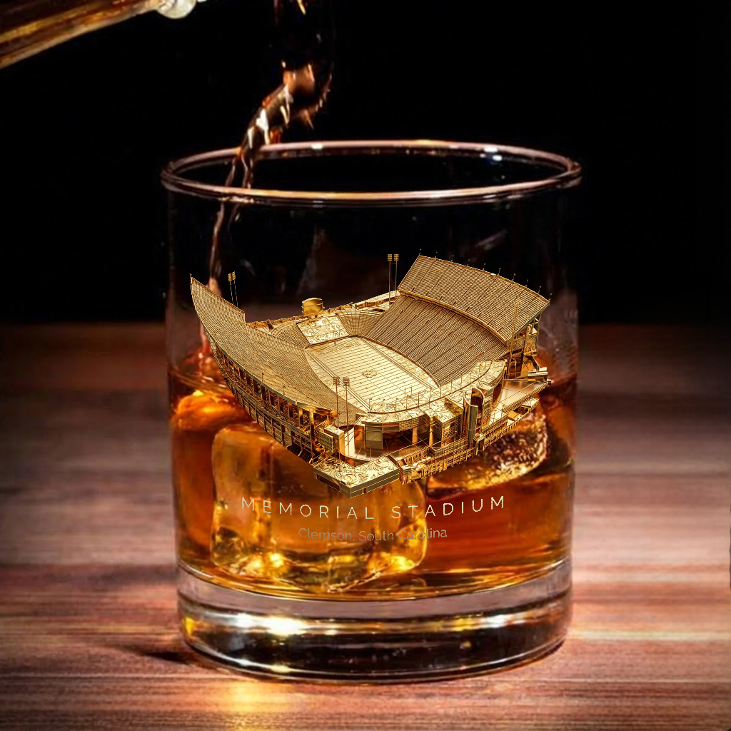 Memorial Stadium (Clemson) Whiskey Glass, Perfect Gift For Bourbon Lovers