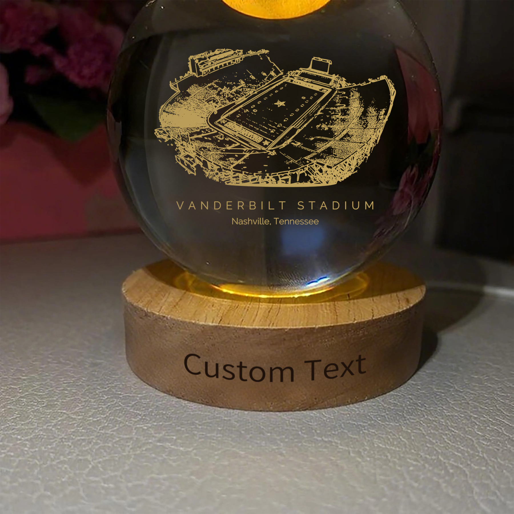 Vanderbilt Stadium 3D Spherical Crystal Ball Lamp