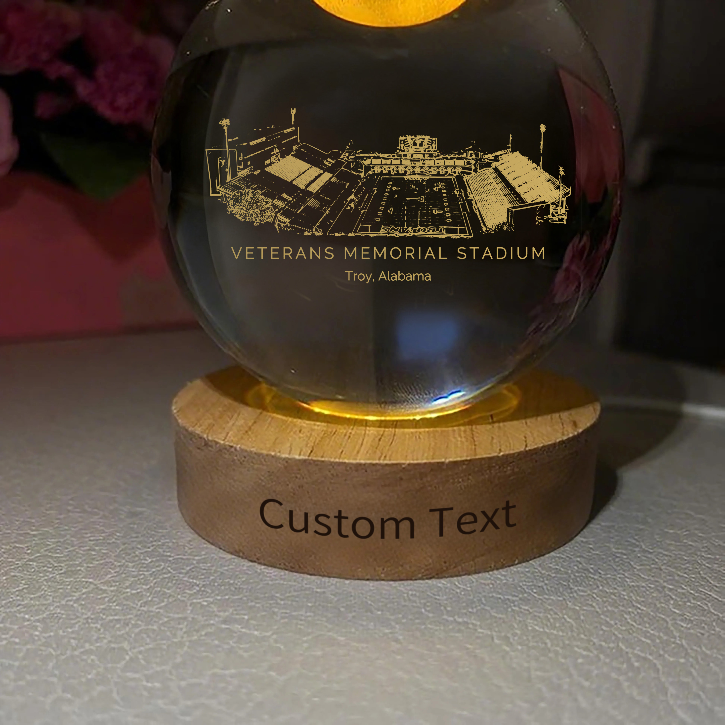 Veterans Memorial Stadium 3D Spherical Crystal Ball Lamp