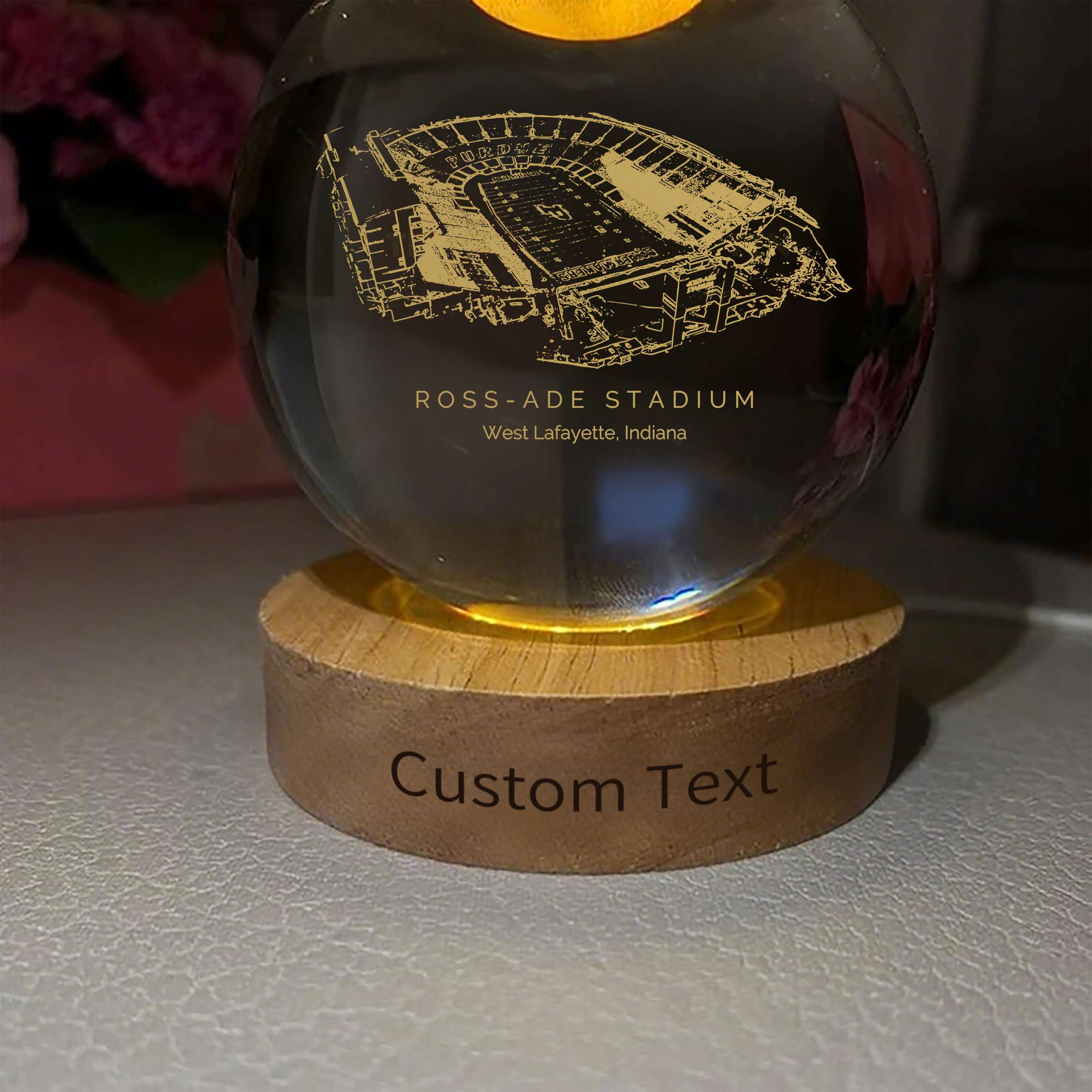 Ross-Ade Stadium 3D Spherical Crystal Ball Lamp